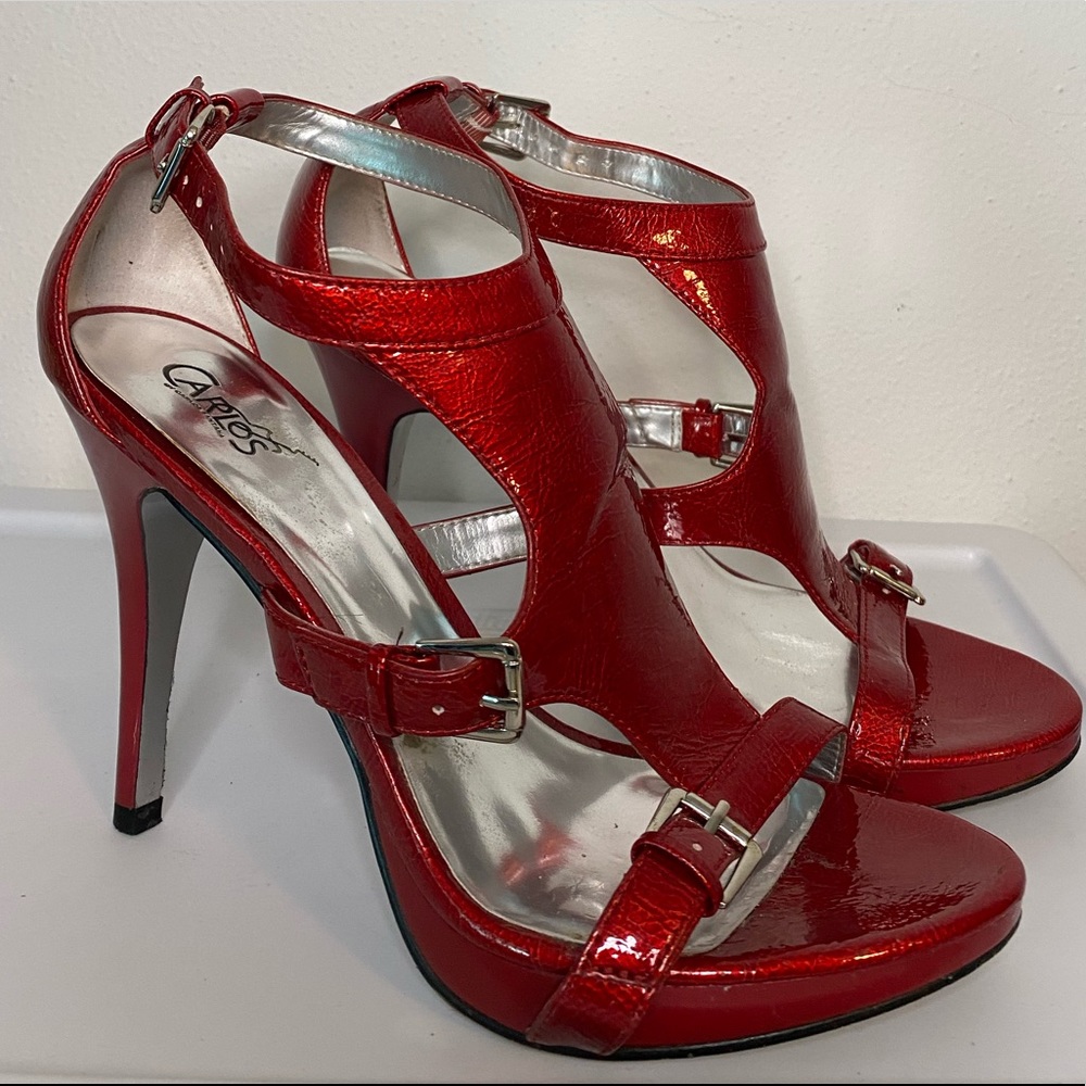 Carlos Santana Red Heeled Sandals Size 8.5 - #3C